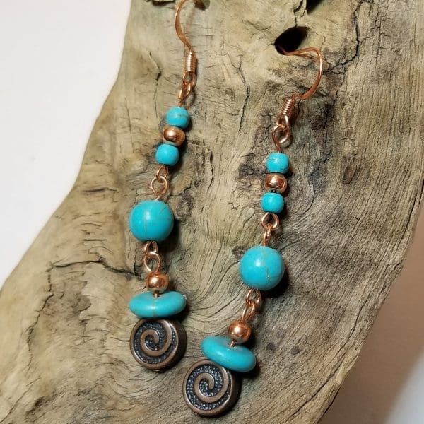 Earrings - Throat Chakra - Turquoise Dyed Howlite