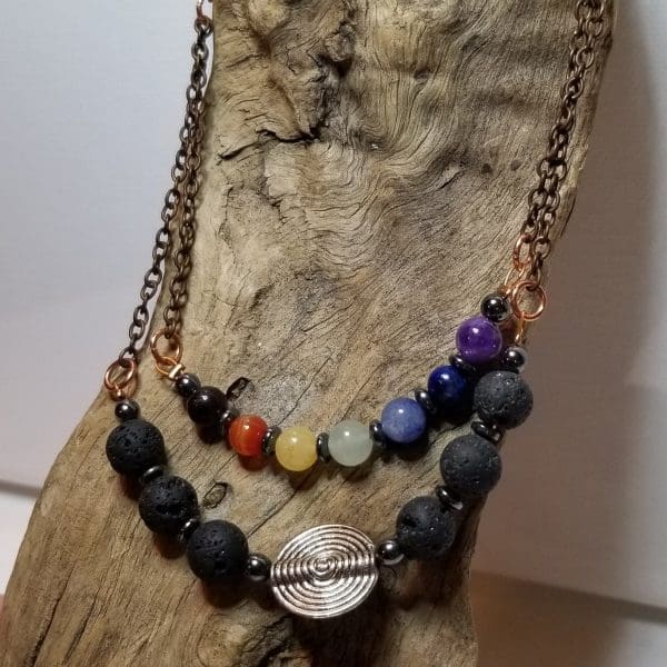 Necklace - Chakra with Silver Spiral Disk
