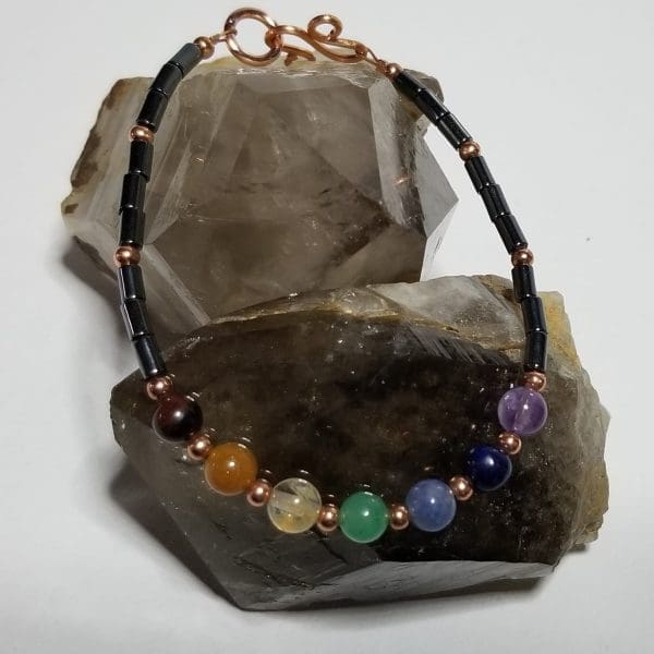 Bracelet - Seven Chakras with Hematite and Copper