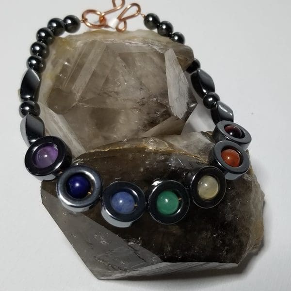 Bracelet - Men's with Seven Chakras and Hematite Circles
