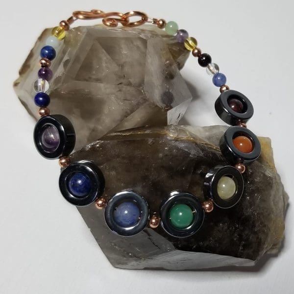 Bracelet - Seven Chakras with Hematite Circles
