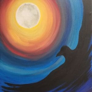 Full Moon Flight, 14"x18"